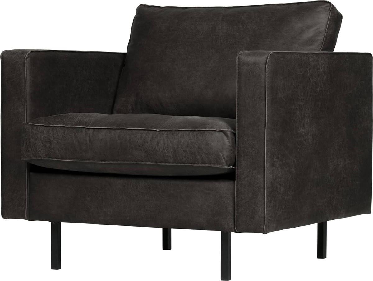 mutoni Fauteuil Rodeo Classic cuir recyclé noir  