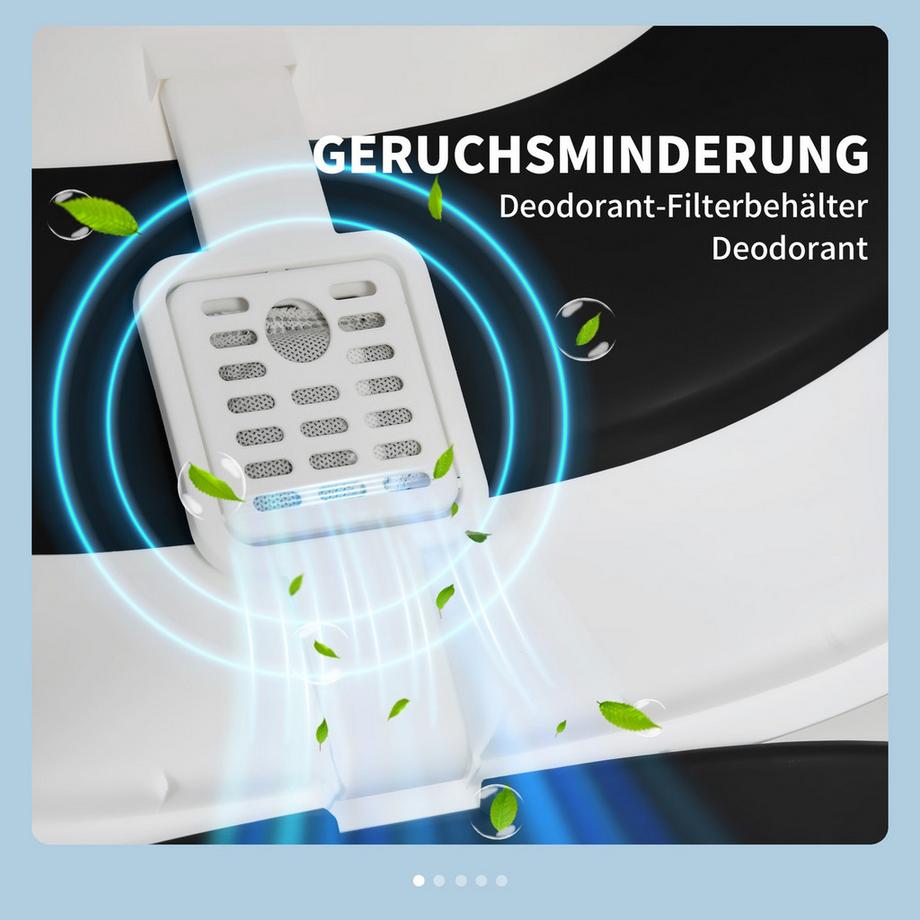 Northio  Couvercle De Toilette Pour Chat Déodorant Grille De Sol Pelle À Litière Grand Intérieur Jusqu'À 5Kg Blanc + Noir 52X41X38Cm 