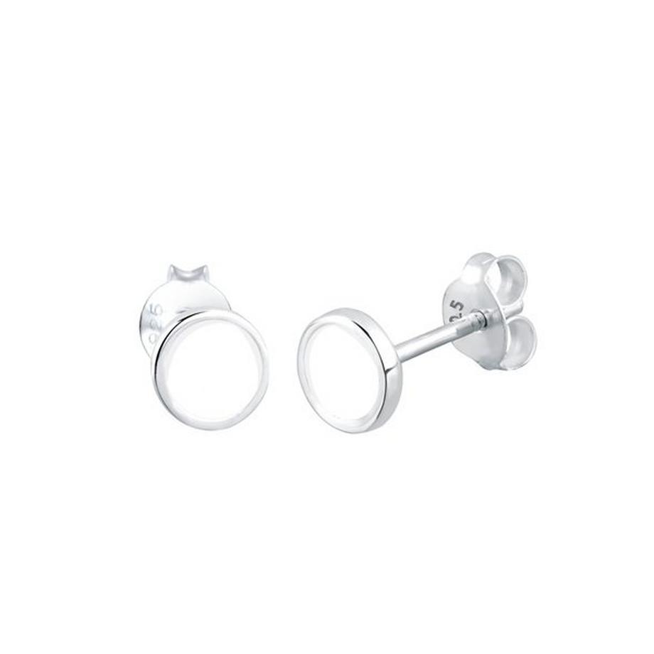 Elli  Boucles d'Oreilles Femmes Cercle Géo Avec Émail Blanc 