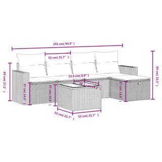 VidaXL Ensemble de canapés de jardin rotin synthétique  