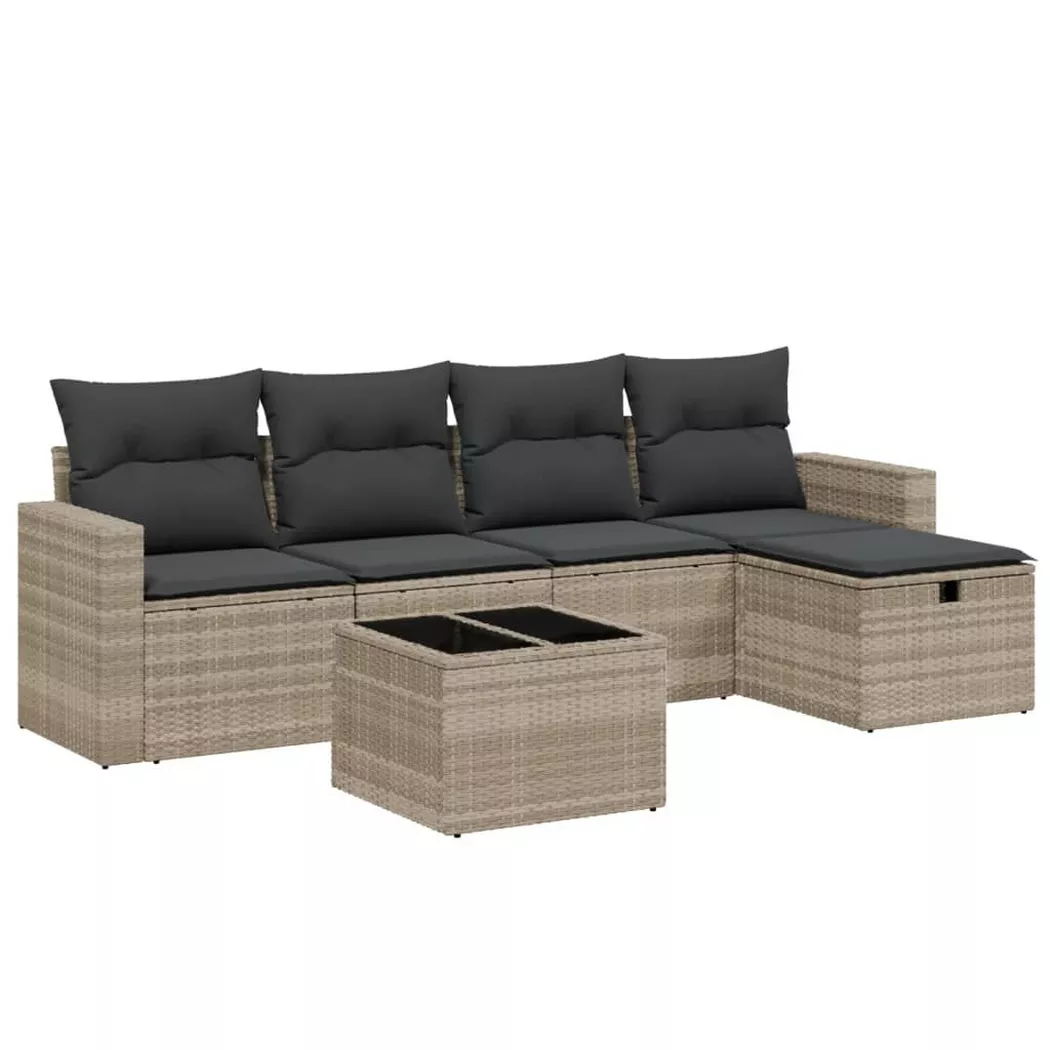 Vidaxl - Set Divano Da Giardino 6pz Con Cuscini Grigio Chiaro Polyrattan