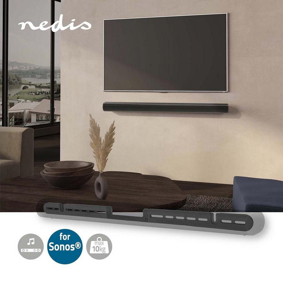 Nedis  Soundbar-Halterung | Kompatibel mit: Sonos® Arc™ | Wand | 10kg | Feststehend | ABS / Stahl | Schwarz 