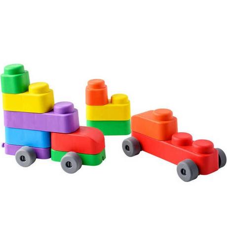 Montessori  Soft Blocks Plus Wheels -10 blocs et 8 roues Jouets de motricité 