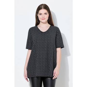 T-shirt dal taglio svasato con fantasia in tradizionale stile Tracht, scollo a V e mezze maniche