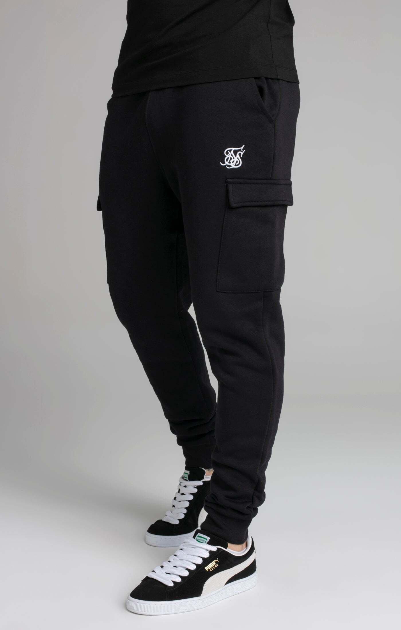 Sik Silk  Sweatpants Black Essential Cargo Jogger 