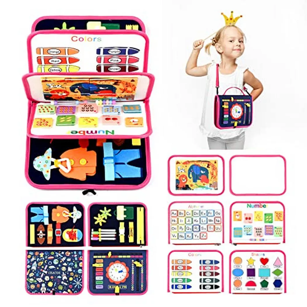 Activity-board - Busy Board Spielzeug Activity Baby Sensorik Motorikspielzeug 5-Schichten Quiet Book, One Size, Pink