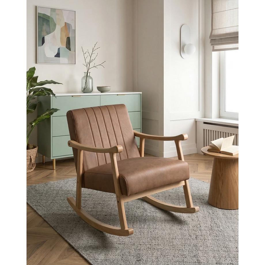 Beliani Fauteuil à bascule en Cuir PU Rétro LEKNES  
