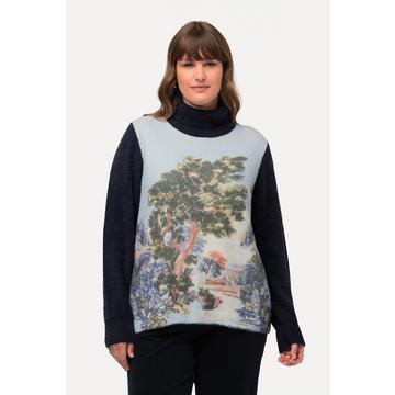 Pullover dolcevita con paesaggio e maniche lunghe