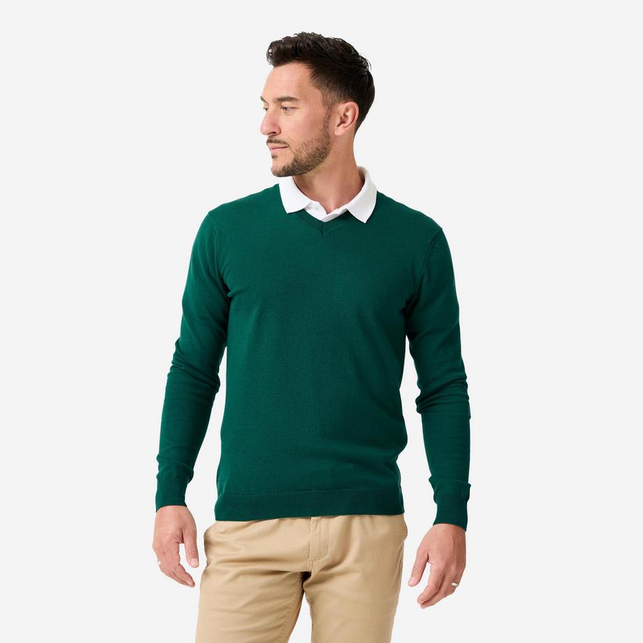 INESIS  Pullover golf uomo scollo a V cotone 