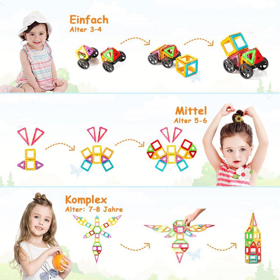 Activity-board  Magnetische Bauklötze 60 Stück, magnetisches Spielzeug Magnete für Geschenk 