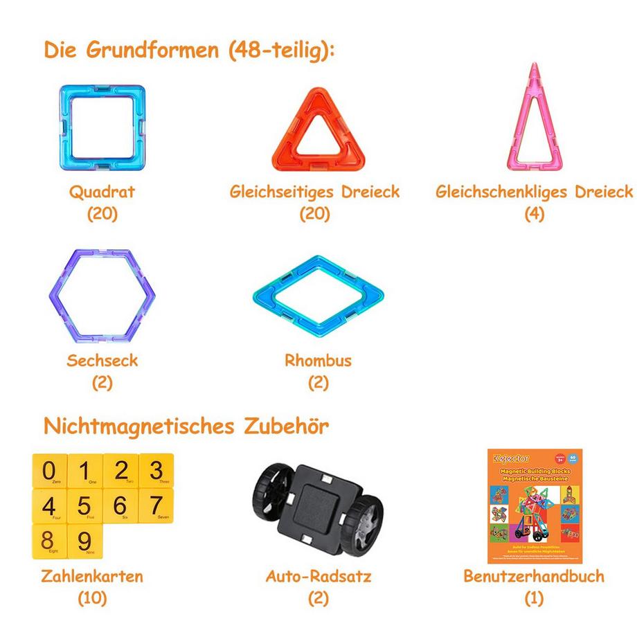 Activity-board  Magnetische Bauklötze 60 Stück, magnetisches Spielzeug Magnete für Geschenk 