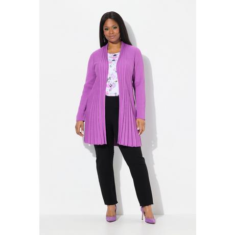 Ulla Popken Cardigan Plissettato Maglia Collo a Sciarpa Maniche Lunghe Taglio Svasato  