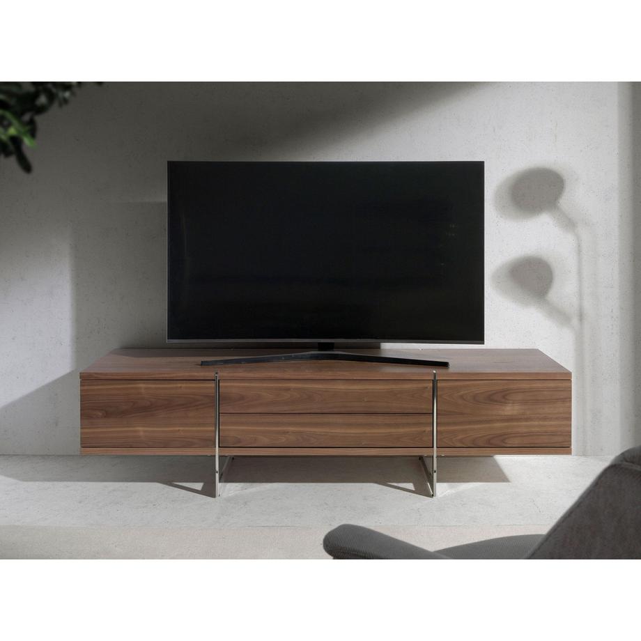 ANGEL CERDA TV-Ständer Nussbaum und verchromter Stahl  