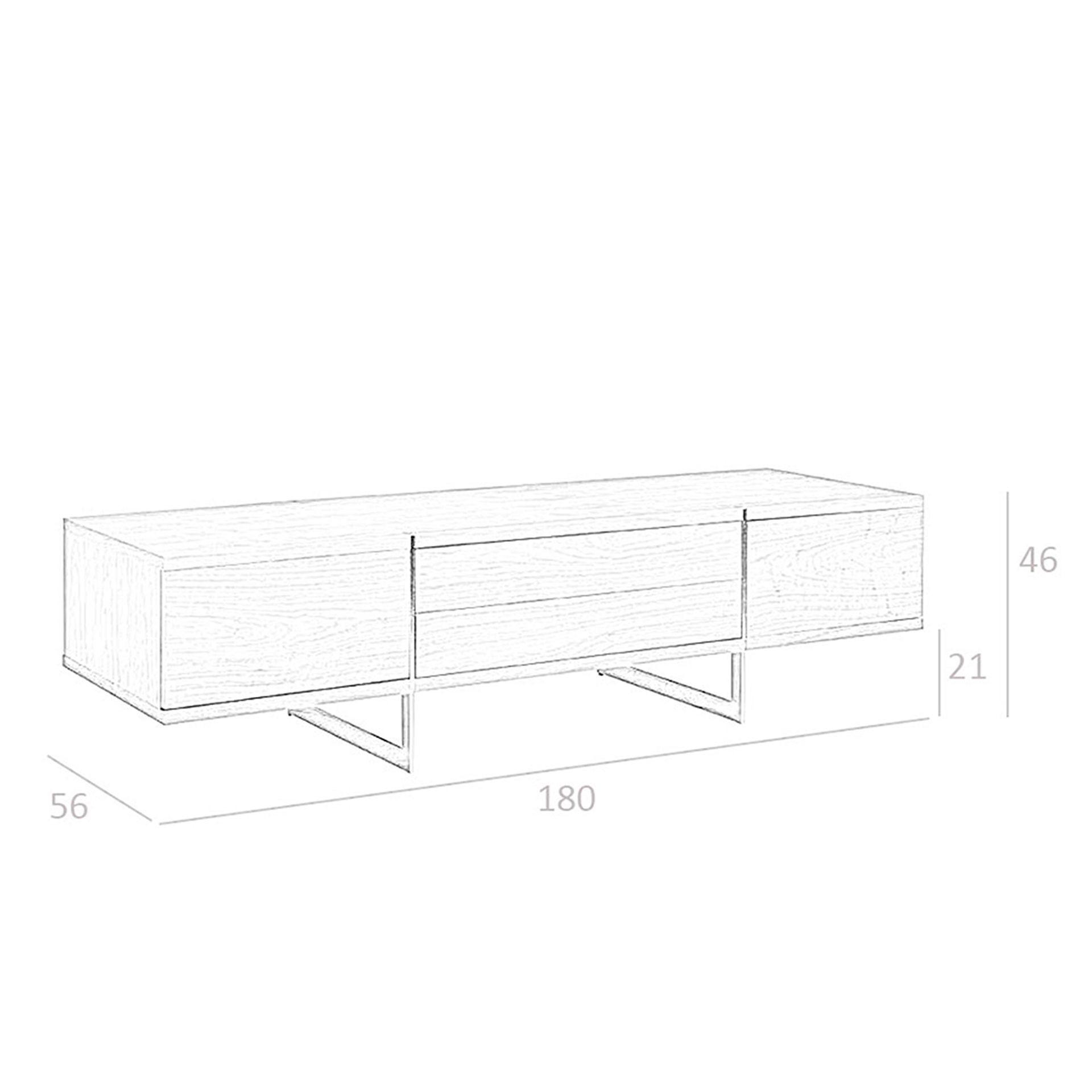 ANGEL CERDA Porta TV in noce e acciaio cromato  