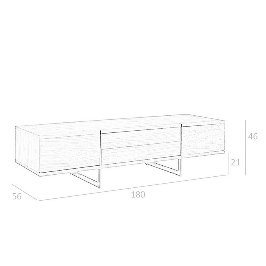 ANGEL CERDA TV-Ständer Nussbaum und verchromter Stahl  