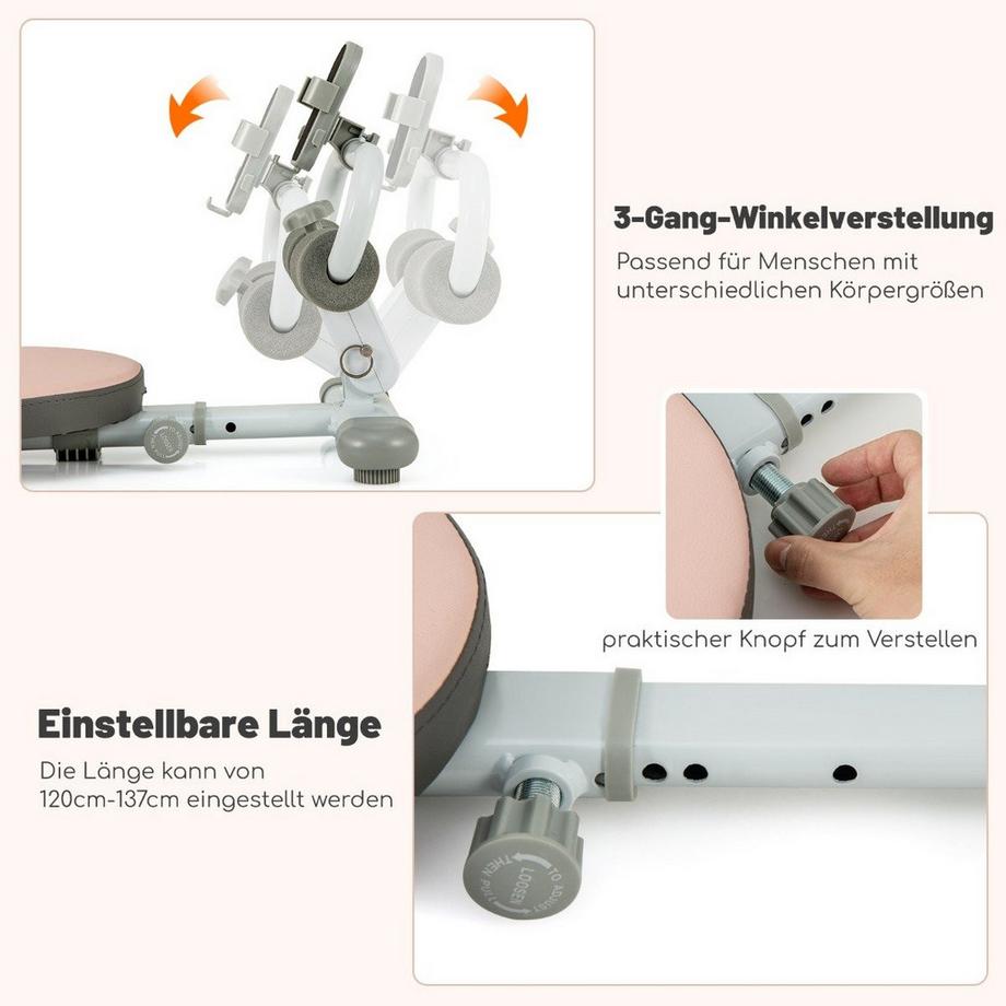 Northix  Banc de musculation pliable avec 3 angles réglables et support pour téléphone portable. Banc de musculation rose. 