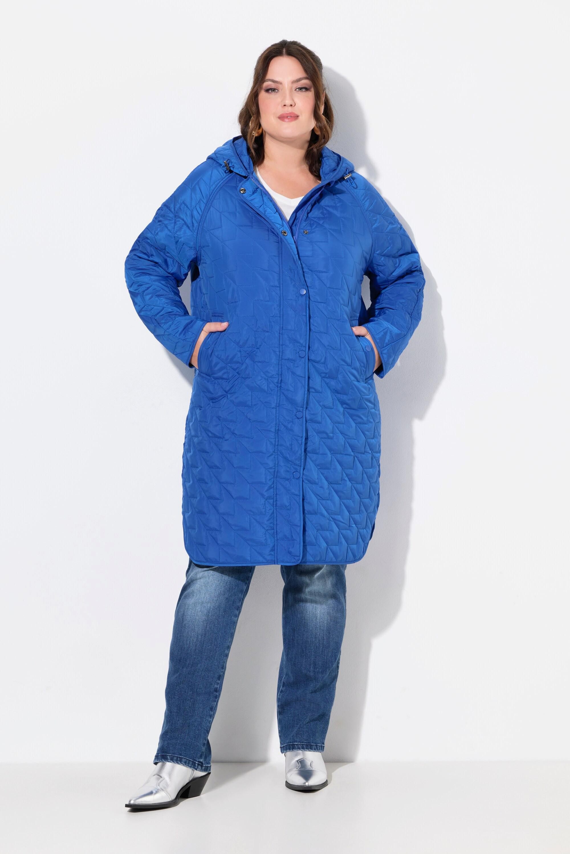 Ulla Popken Cappotto Trapuntato Leggero Idrorepellente con Cappuccio  