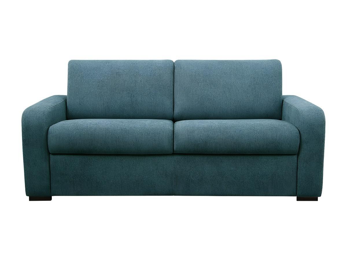 Vente-unique Schlafsofa mit Matratze 3-Sitzer - Liegefläche 140 cm - Matratze 22 cm - Stoff - Blau - BEVIS  