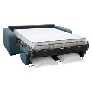 Vente-unique Canapé 3 places convertible express en tissu bleu - Couchage 140 cm - Matelas 22 cm - BEVIS  