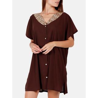 Admas  Tunica da spiaggia camicia Bright Sequins cioccolato 