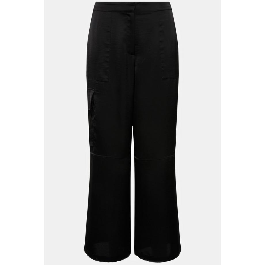 Ulla Popken Mary Pantaloni Cargo Raso Gamba Dritta Larga Vita Elastica  