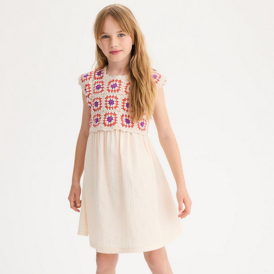 La Redoute Collections  Ärmelloses Kleid mit gehäkeltem Plastron 