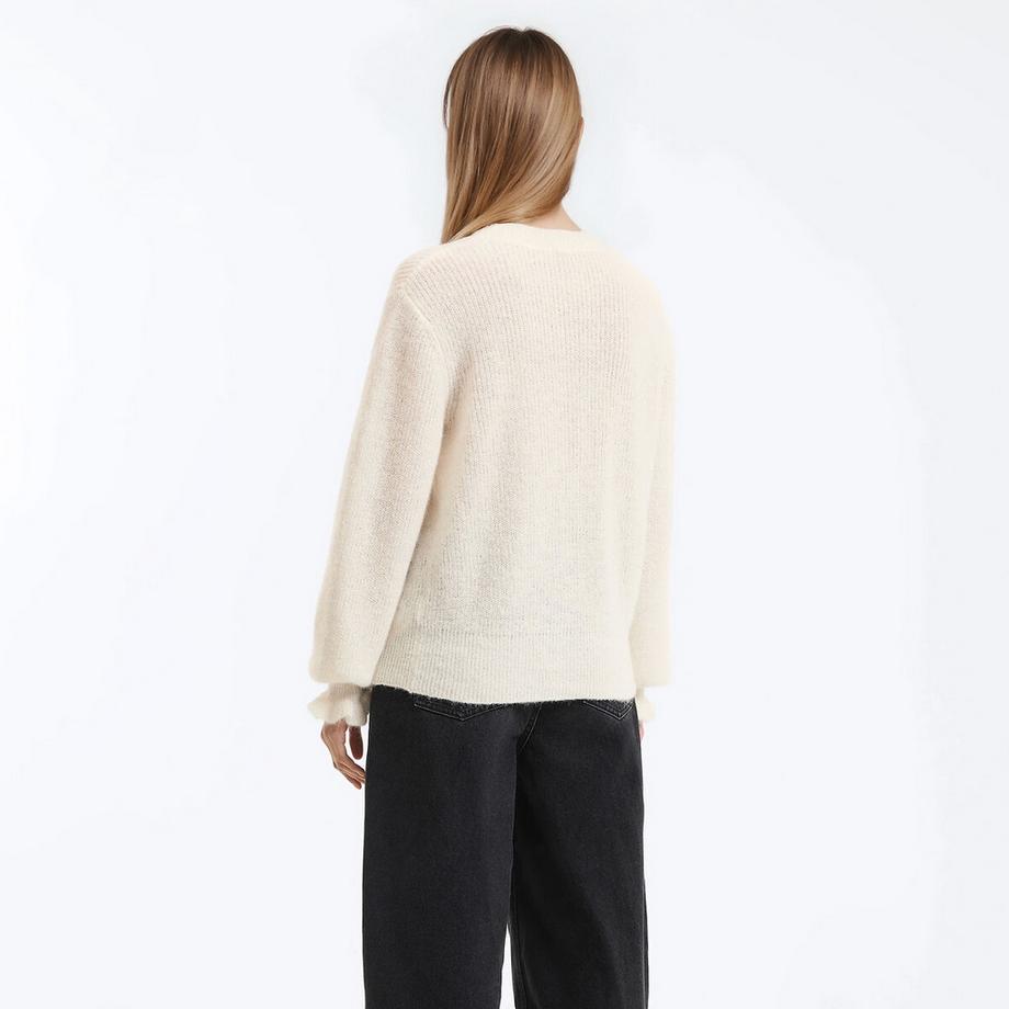 La Redoute Collections Geknöpfte Strickjacke mit Rüschenärmeln  