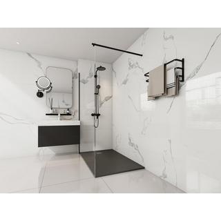 Vente-unique Receveur à poser ou à encastrer en résine avec siphon - Noir - 140 x 90 cm - MIRNOSA  