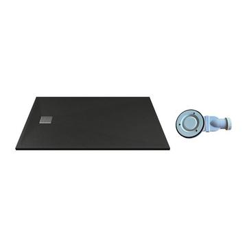 Piatto per doccia da posare o da incasso con sifone 140 x 90 cm in Resina Nero - MIRNOSA
