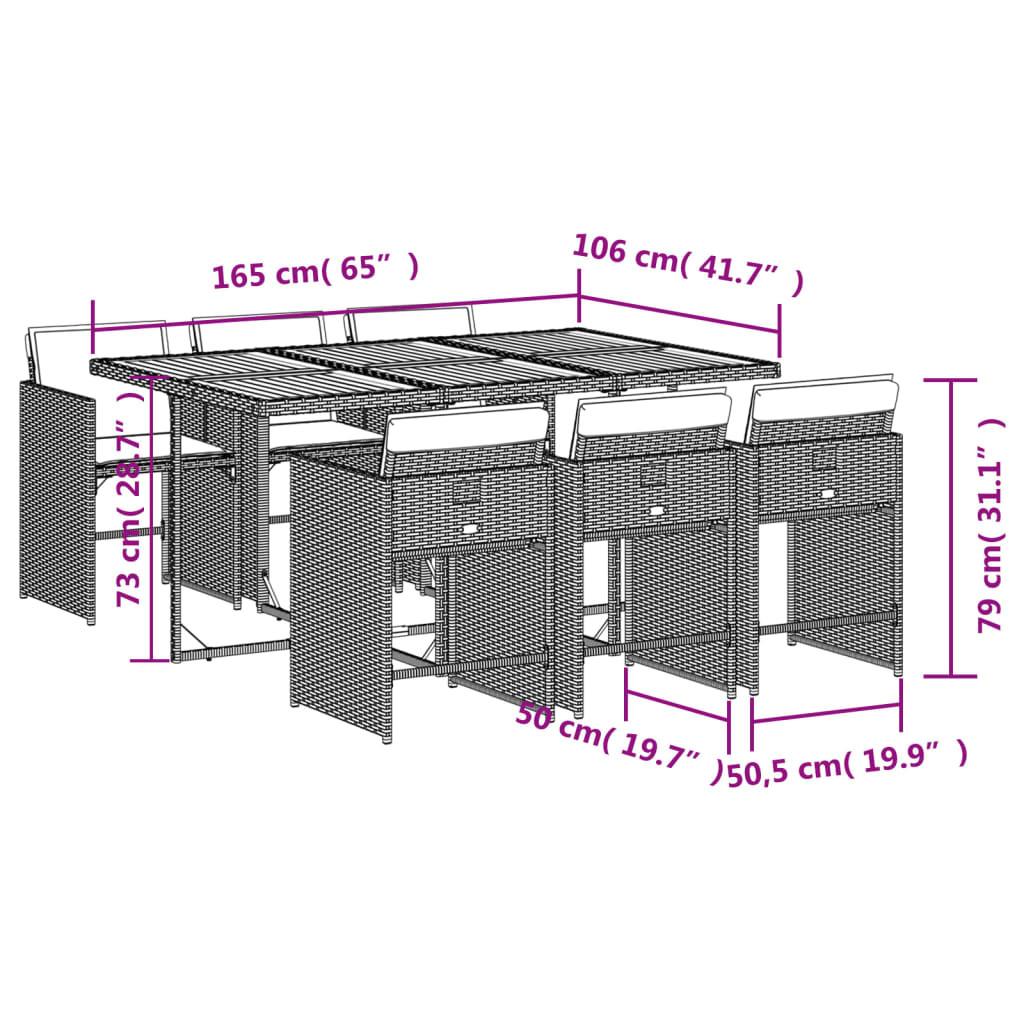 VidaXL Ensemble de salle à manger de jardin rotin synthétique  