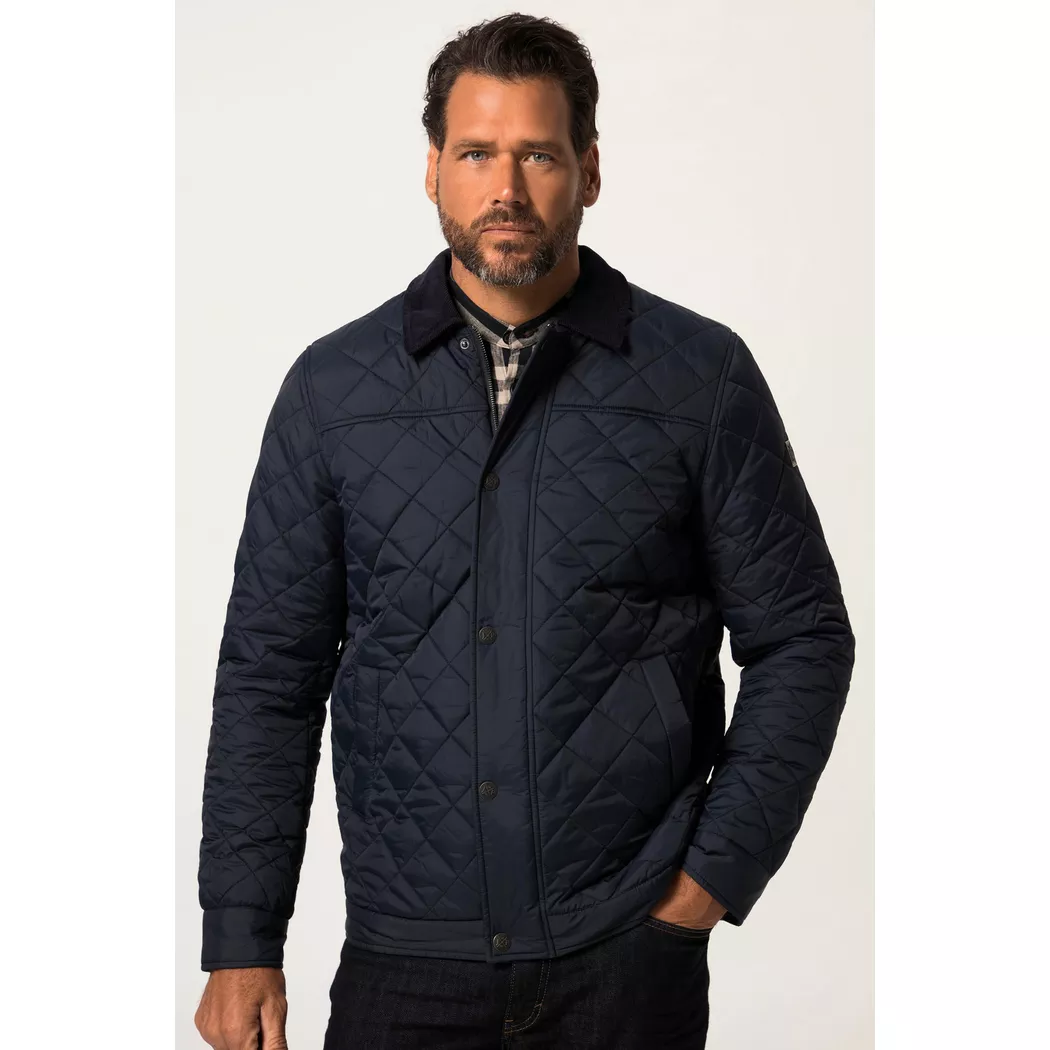 JP1880 - Steppjacke, Cordkragen, Zipper, 6XL, Blau