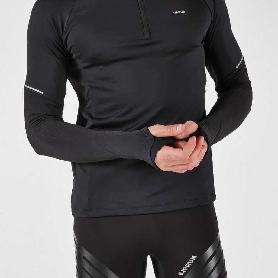 KIPRUN  Laufshirt Langarm  mit Halb-Reissverschluss - Kiprun run 500 warm 