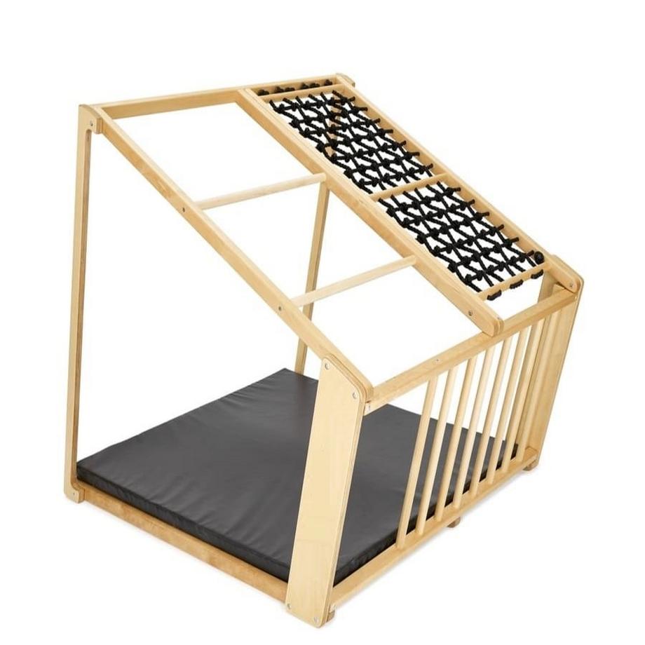 Montessori  Klettergerüst Montessori® mit Sicherheitsmatte (dunkel) + 1 Rutsche + Zubehör (ab 18 Monate) 