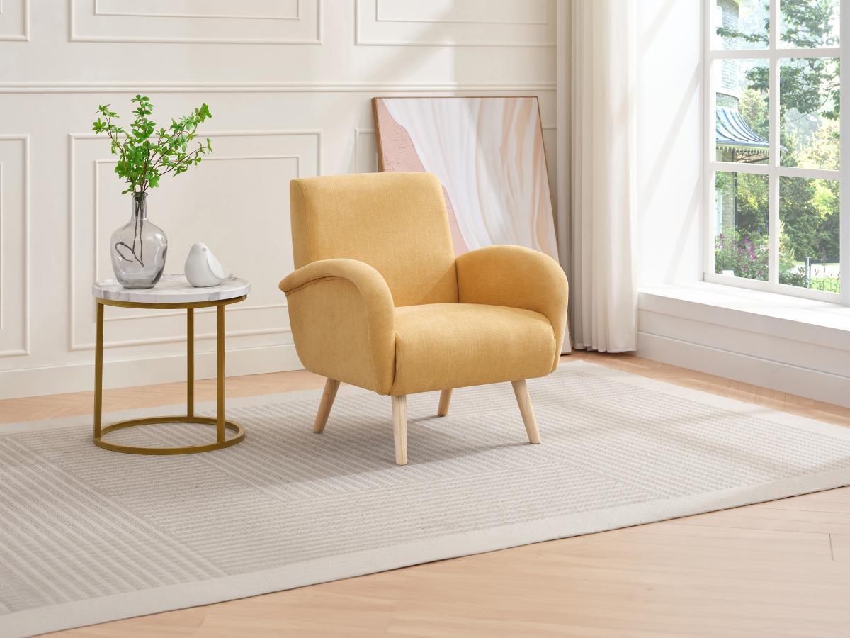 Vente-unique Fauteuil en tissu jaune moutarde MAZARONE  