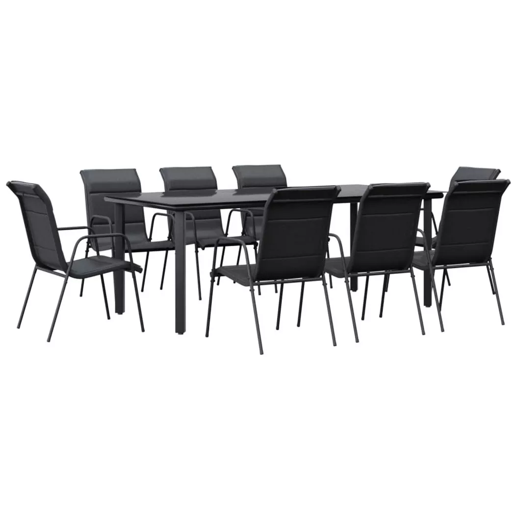 VidaXL - Ensemble à manger de jardin acier, One Size, Noir