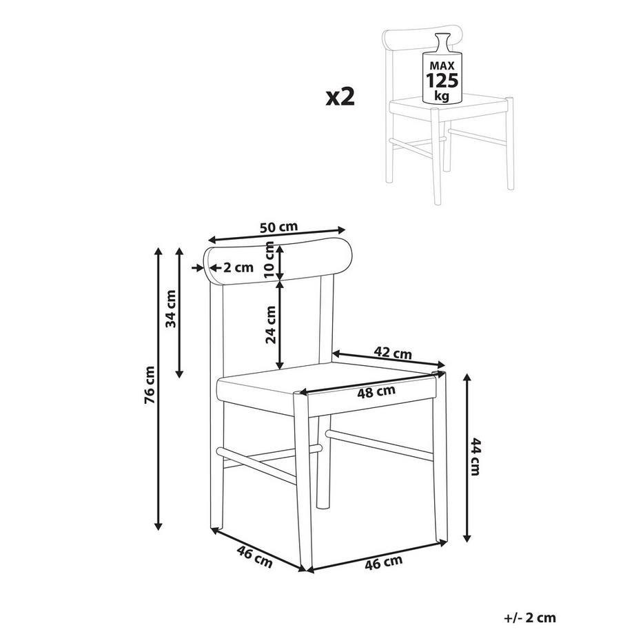 Beliani Set di 2 sedie da pranzo en Legno di caucciù  EAGAN  