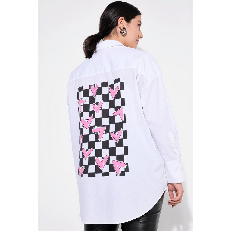 Studio Untold Chemisier Coupe Boxy Grand Imprimé Damier Cœurs Dos  