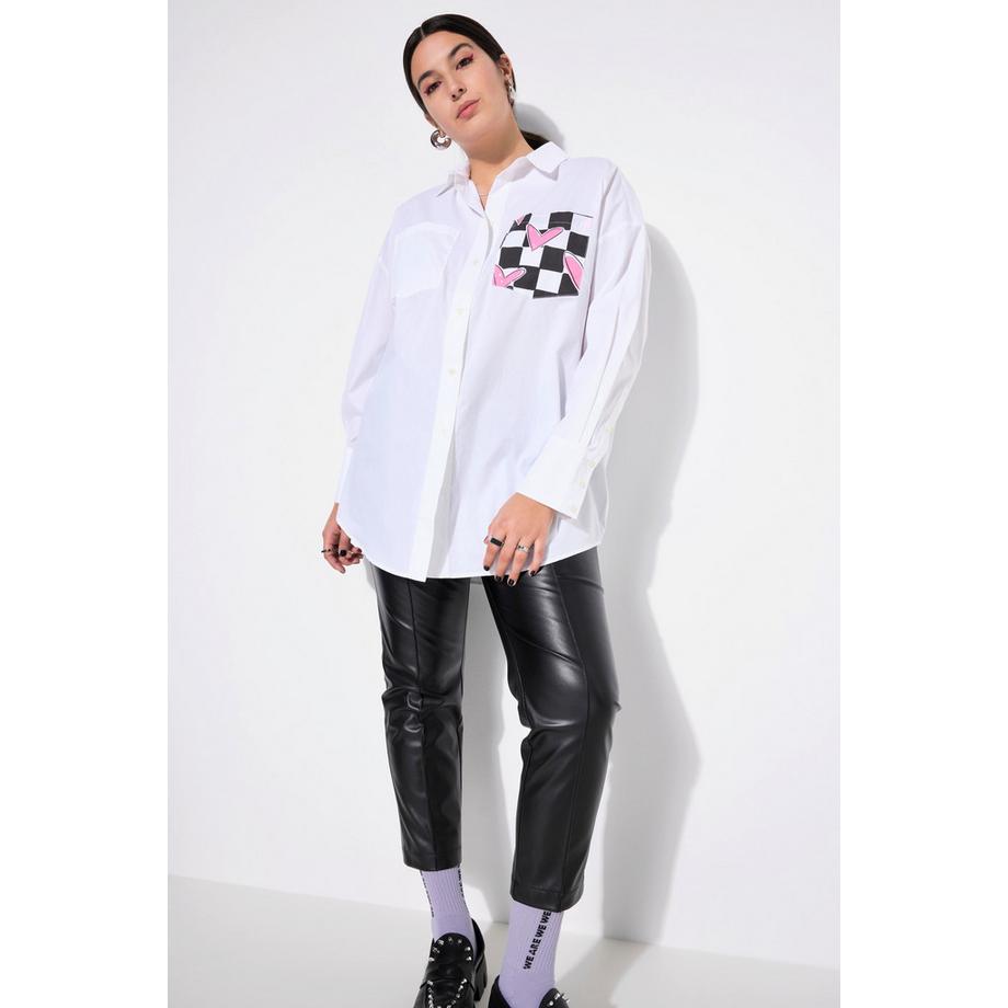 Studio Untold Chemisier Coupe Boxy Grand Imprimé Damier Cœurs Dos  