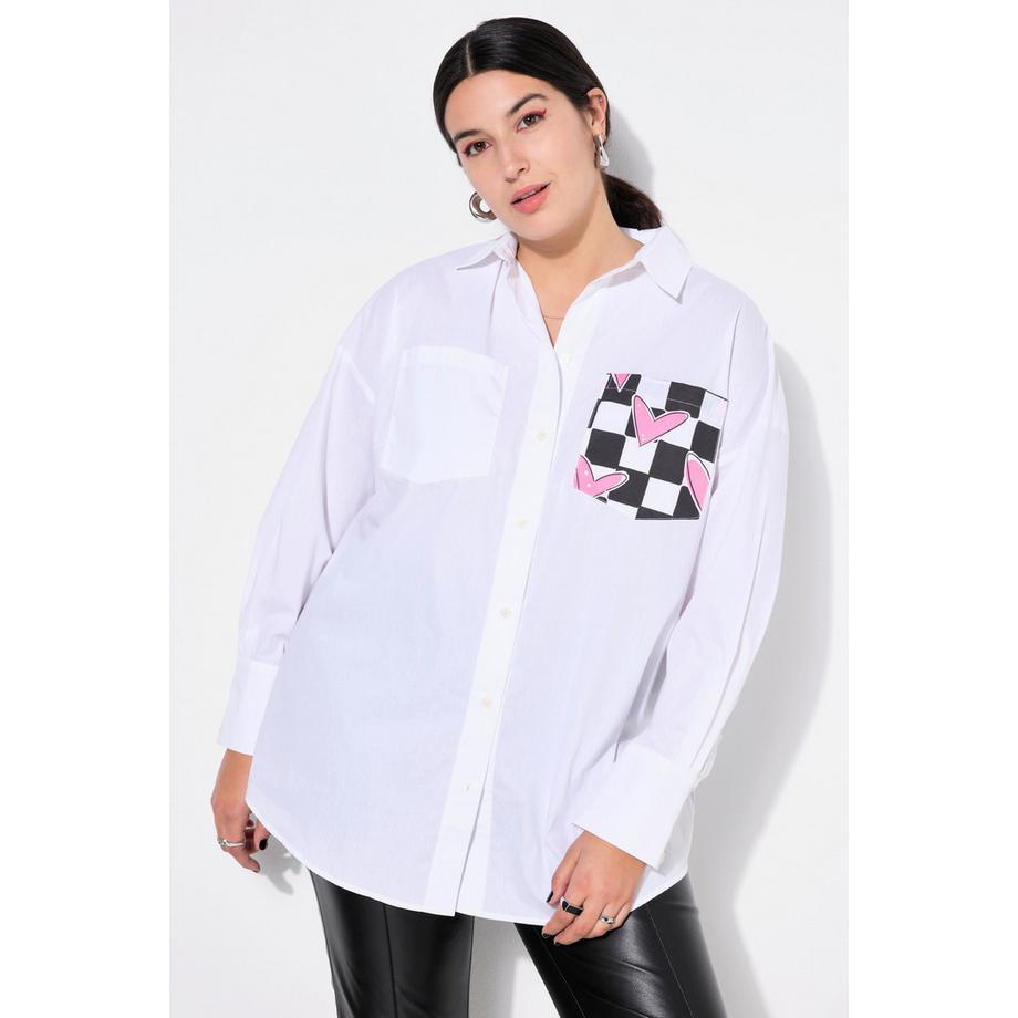 Studio Untold Chemisier Coupe Boxy Grand Imprimé Damier Cœurs Dos  