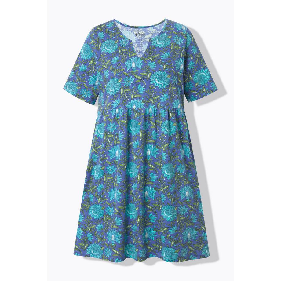 Ulla Popken Maglia lunga floreale scollo a V mezza manica con tasche  