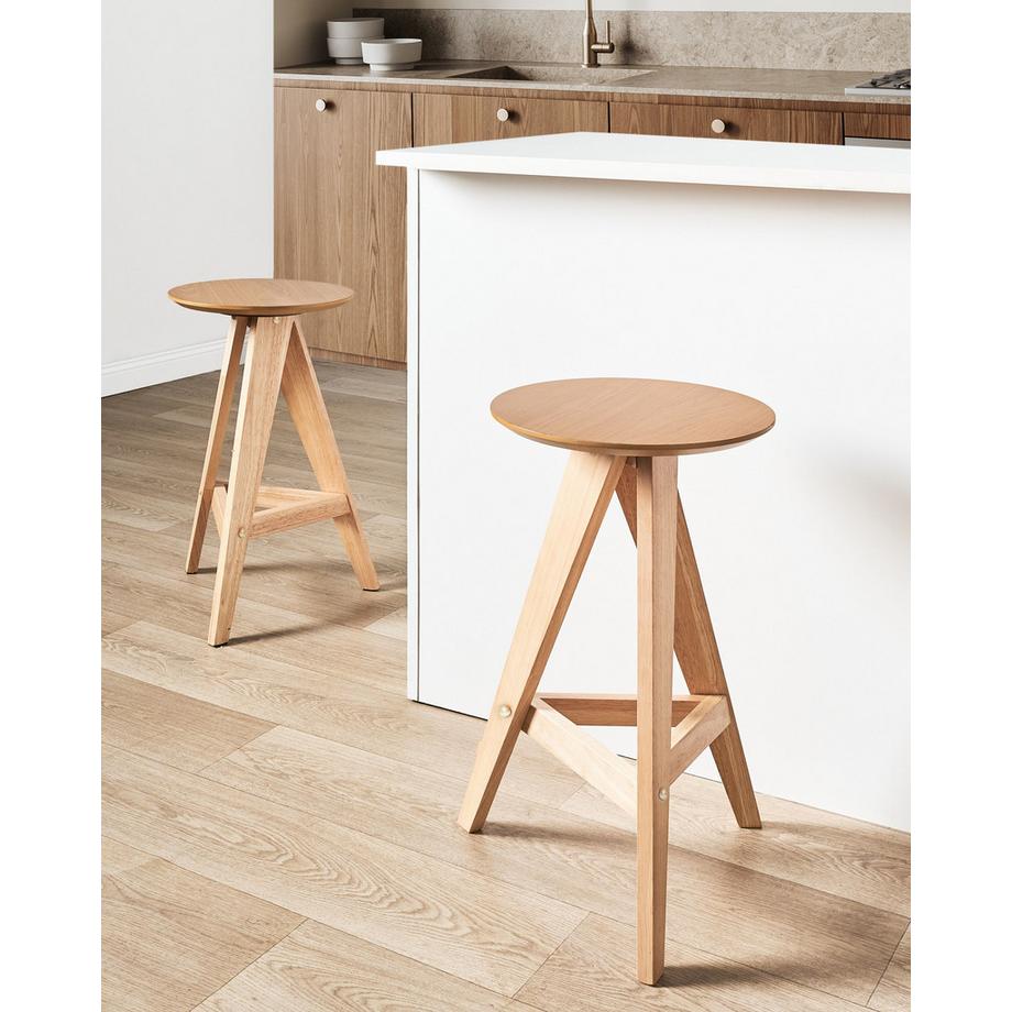 Beliani Set di 2 sgabelli da bar en Legno di caucciù Retrò AROMA  