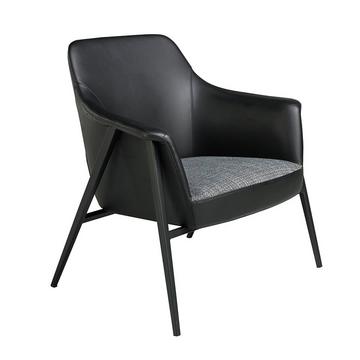 Fauteuil pivotant en tissu gris et similicuir noir