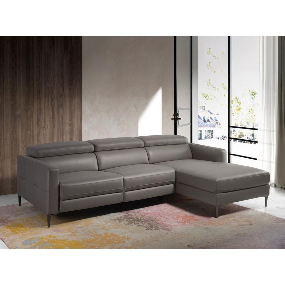ANGEL CERDA Divano relax chaise longue destro in pelle grigio scuro  