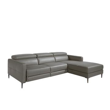 Relaxsofa mit Chaiselongue rechts in dunkelgrauem Leder