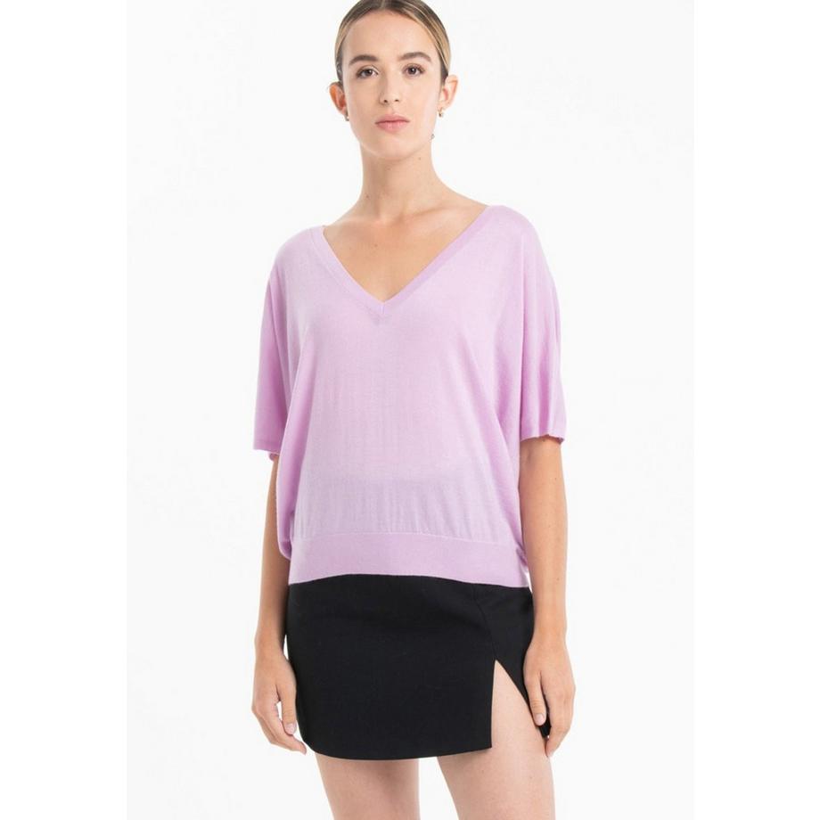 Pullover mit V-Ausschnitt und Fledermausärmeln, 2-fädig, ultrafein aus Kaschmir und Wolle KELLY 6