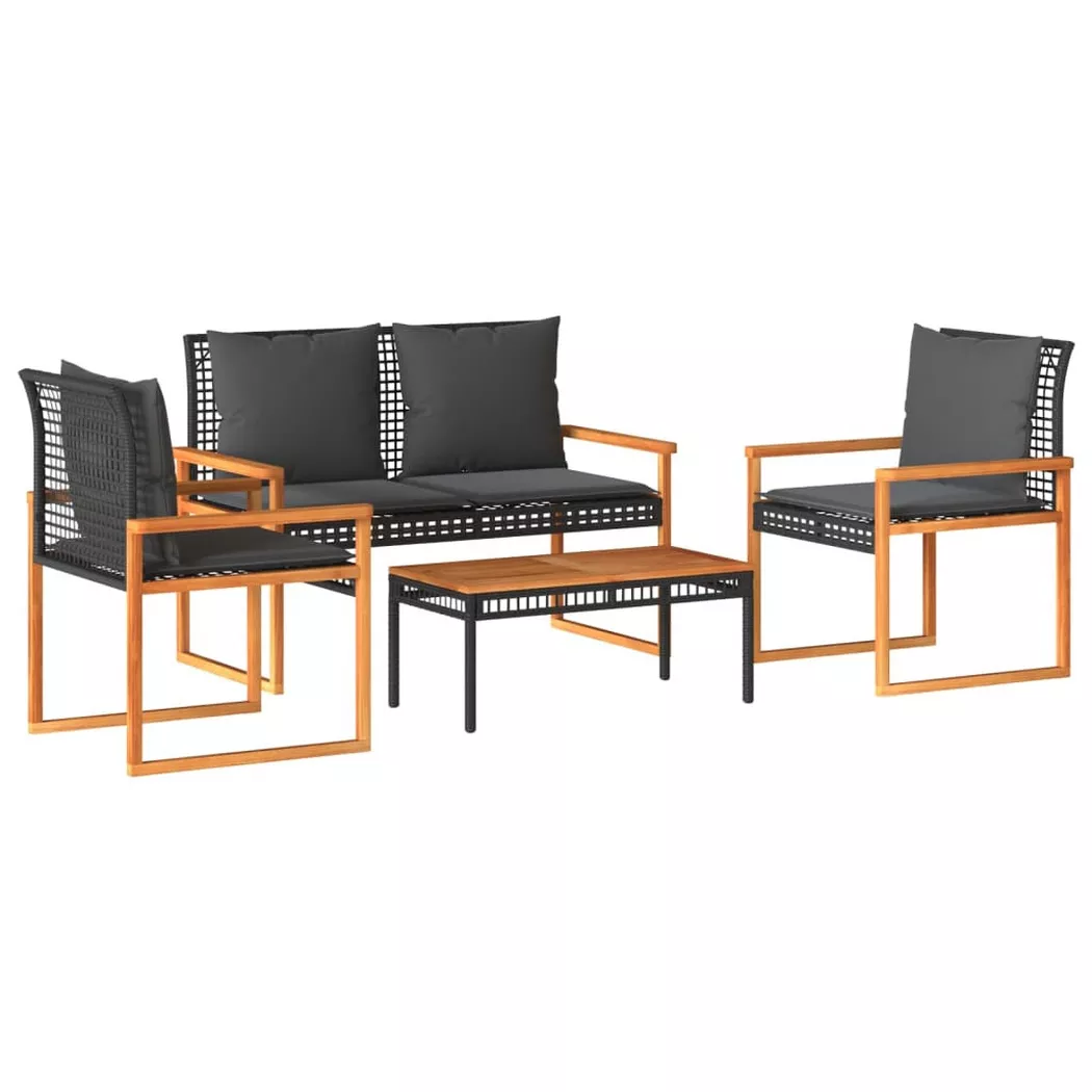 VidaXL - Garten lounge set poly-rattan, One Size, Schwarz