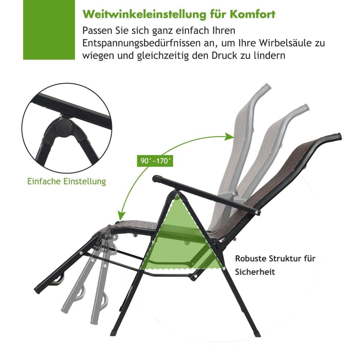 Northix Sonnenliege Rattan klappbarer Liegestuhl mit Verstellbarer Rückenlehne Braun  