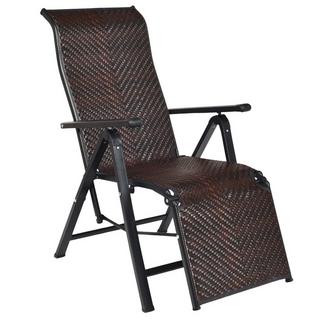 Northix Sonnenliege Rattan klappbarer Liegestuhl mit Verstellbarer Rückenlehne Braun  