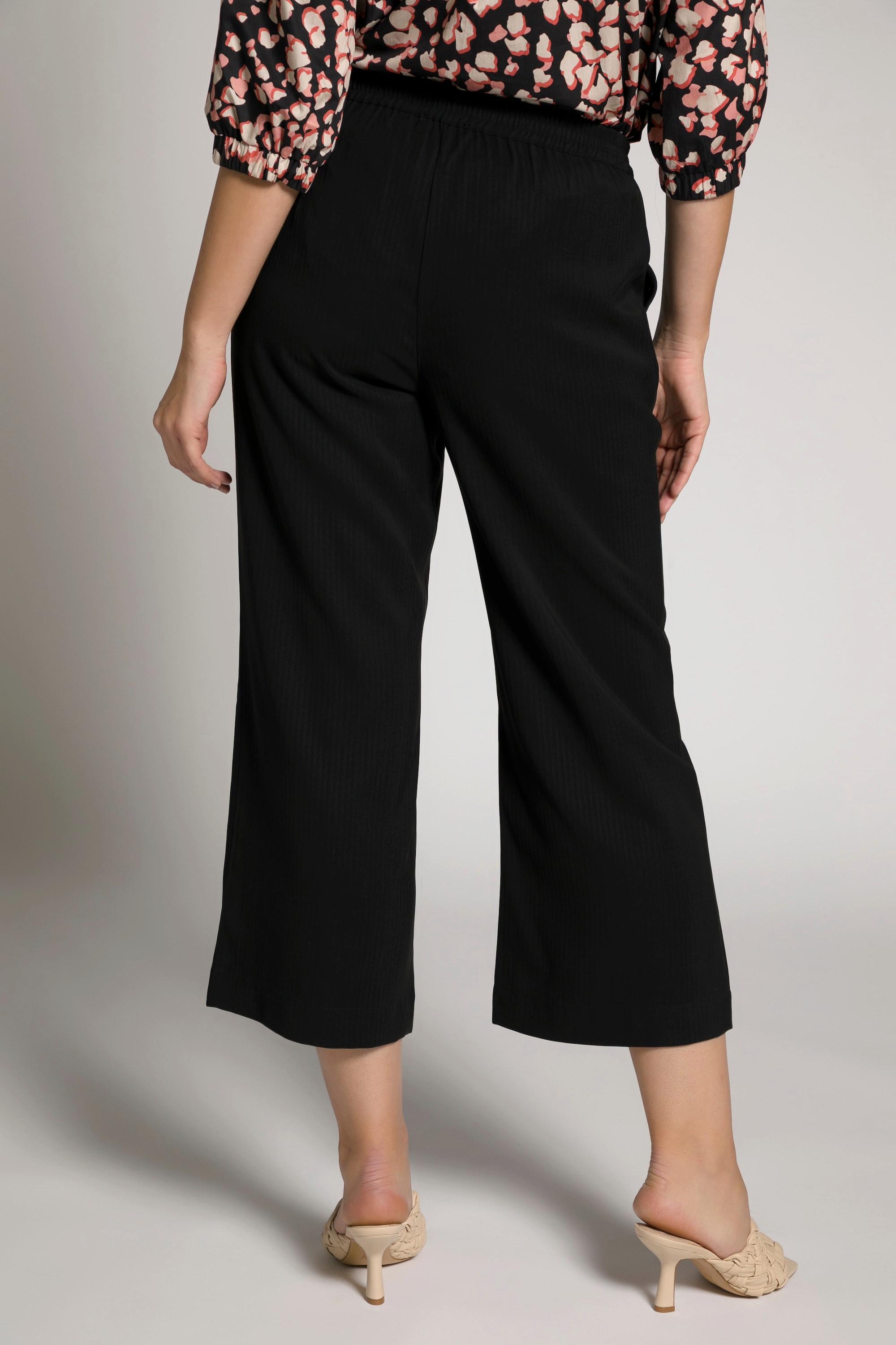 Ulla Popken  Jupe-culotte Mary, rayures, jambe large, ceinture à nouer 