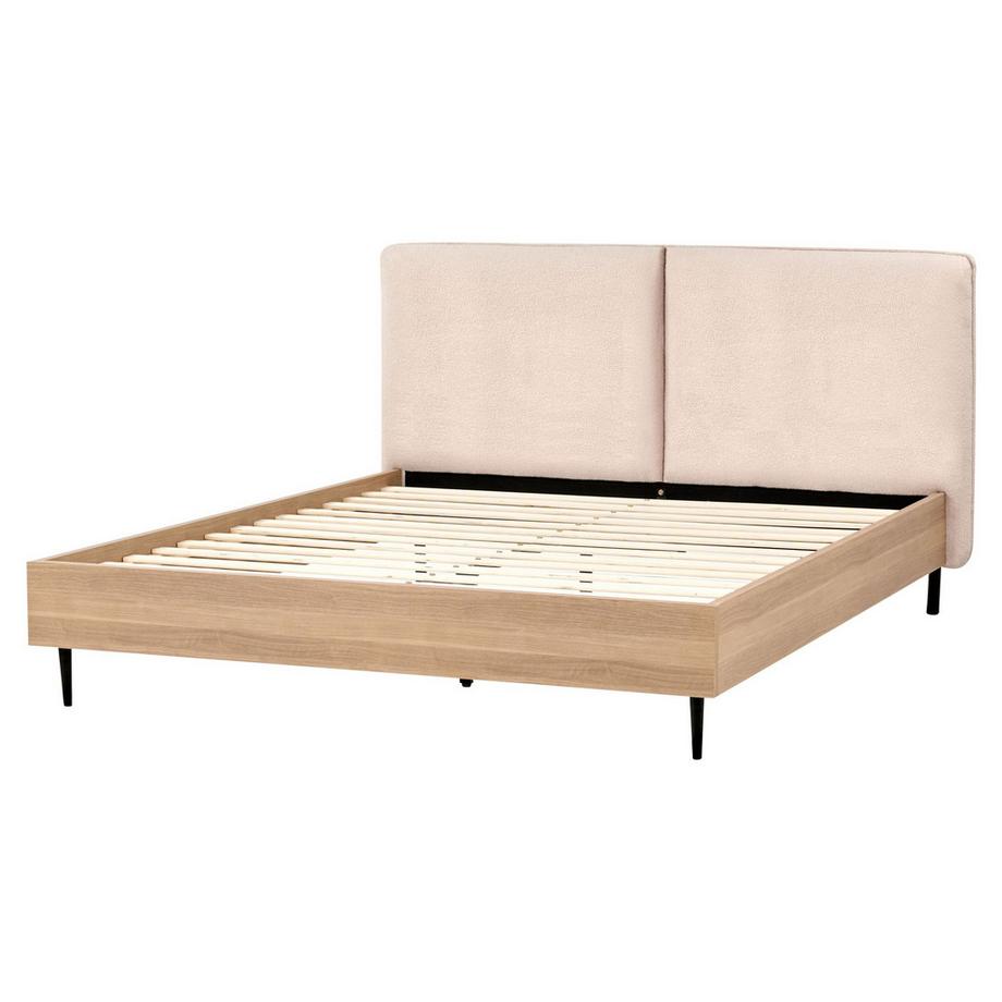 Beliani Lit avec sommier en Bouclé Traditionnel LIMANTON  